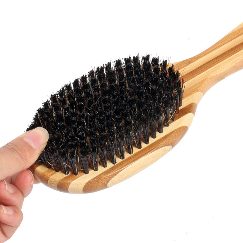 Double-Sided Bamboo Dog Brush with Silicone Massager