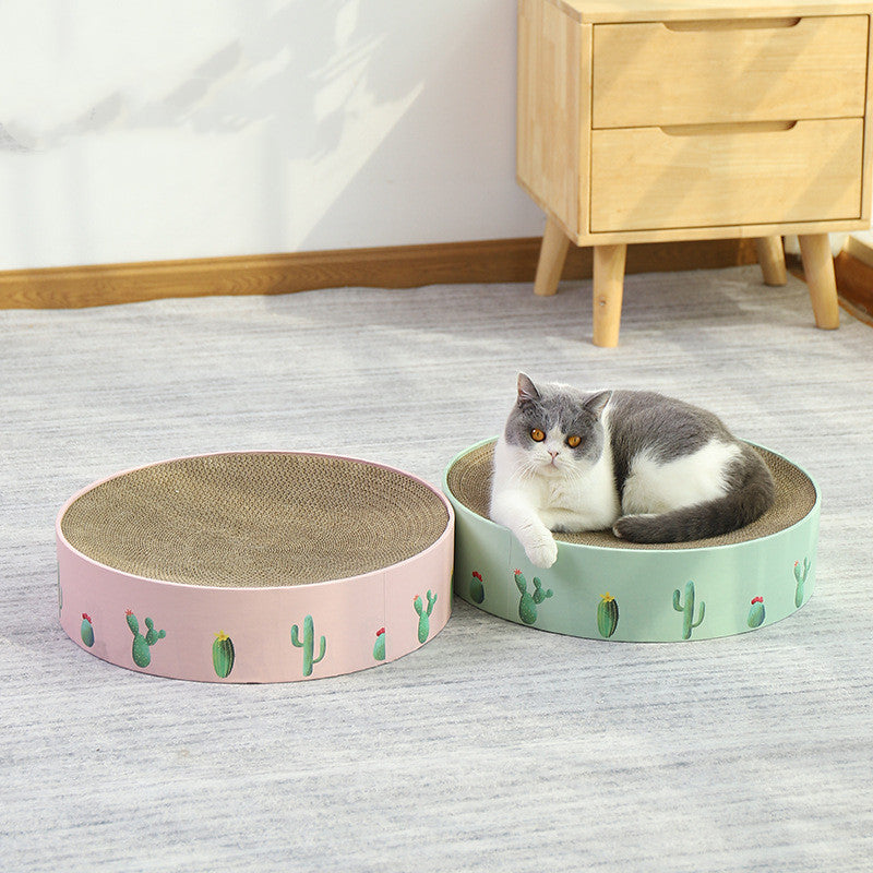 Round Cat Scratch Board &amp; Bed – Corrugated Cardboard, 3 Sizes
