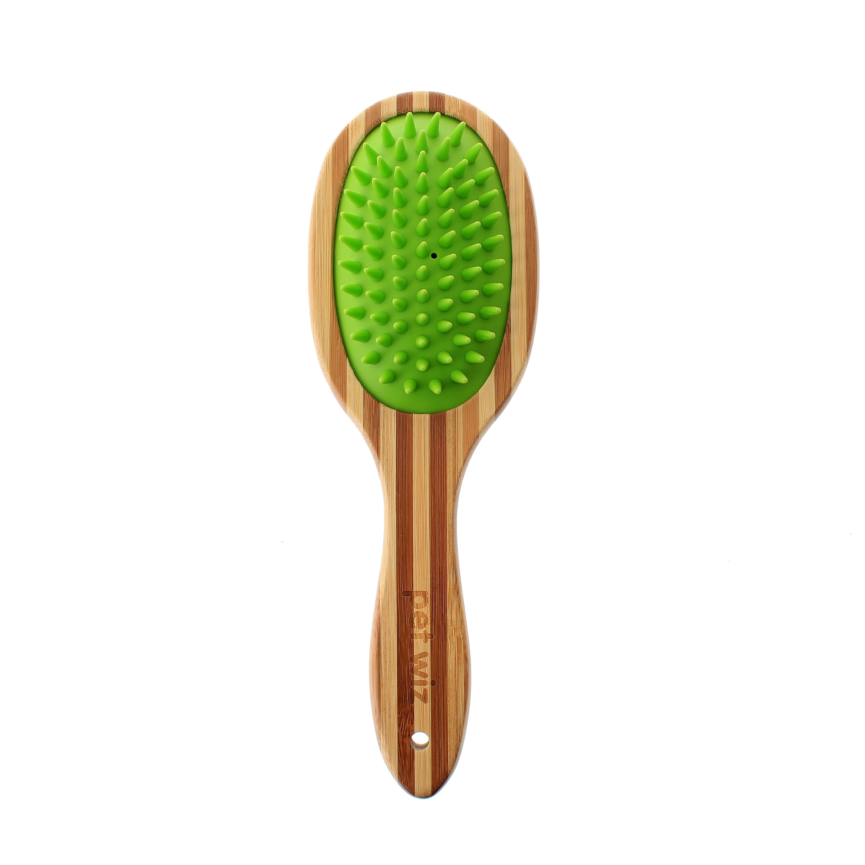 Double-Sided Bamboo Dog Brush with Silicone Massager