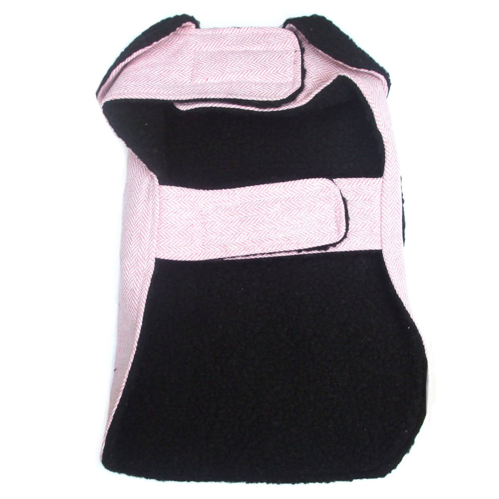 Pink Herringbone Fleece-Lined Dog Coat