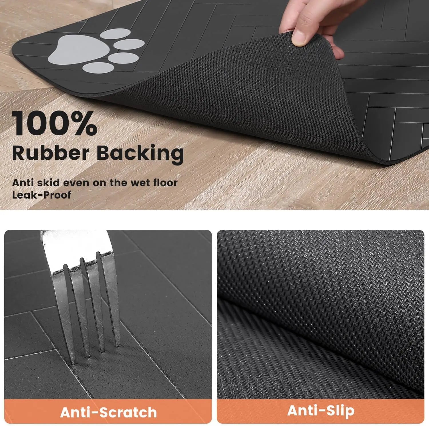 Absorbent Pet Feeding Mat – Waterproof Rubber Backing