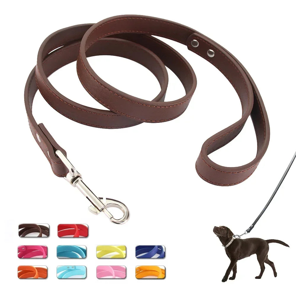 Colourful Dog Lead – 1.2m Leather-Style (16 Colours)