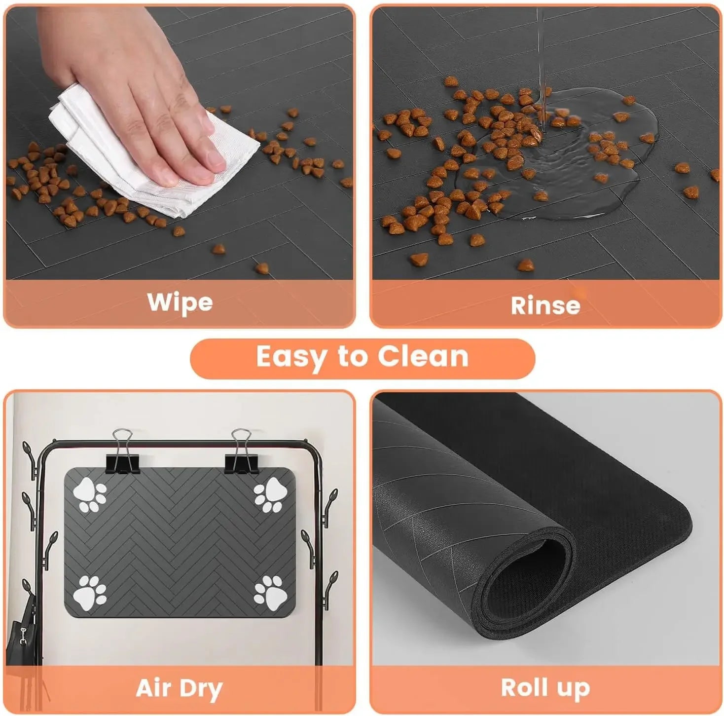 Absorbent Pet Feeding Mat – Waterproof Rubber Backing