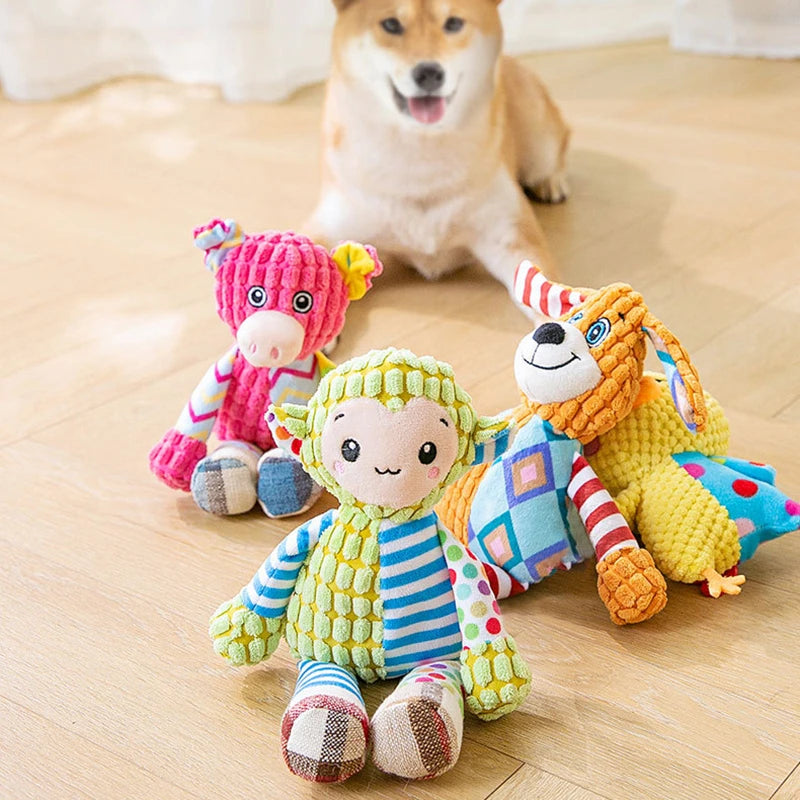 Squeaky Plush Animal Dog Toy – Interactive Bite & Play