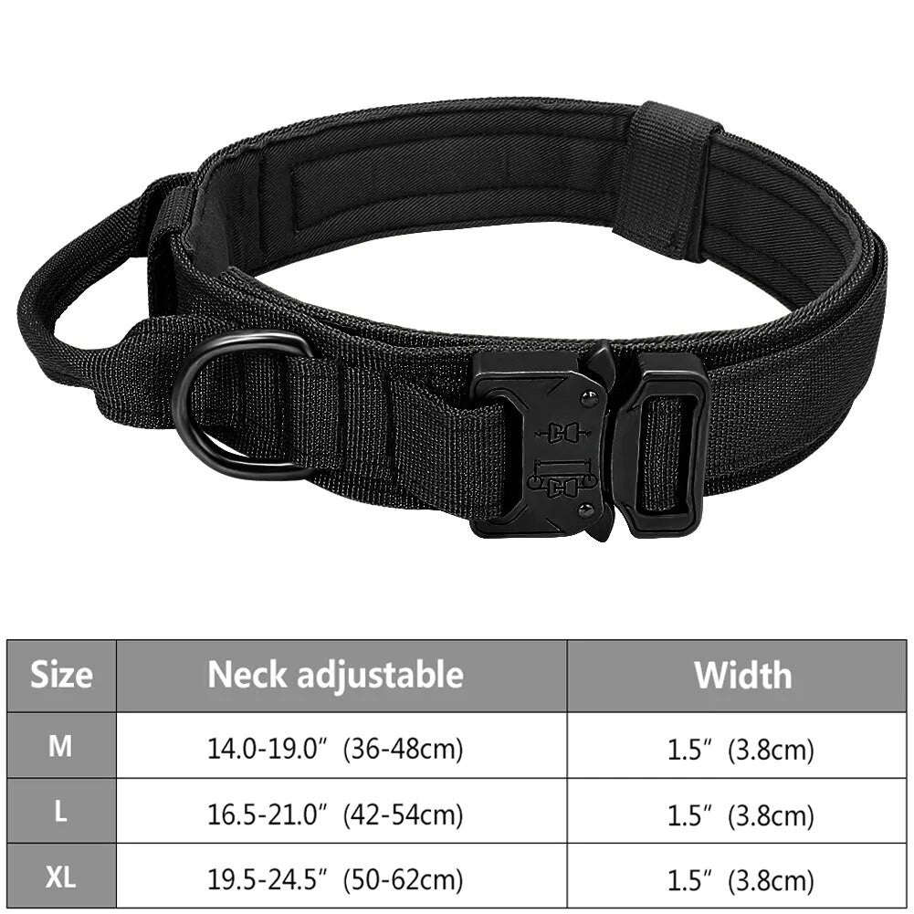 Tactical Dog Collar – Heavy Duty Nylon with Control Handle