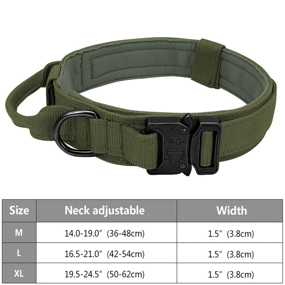 Tactical Dog Collar – Heavy Duty Nylon with Control Handle