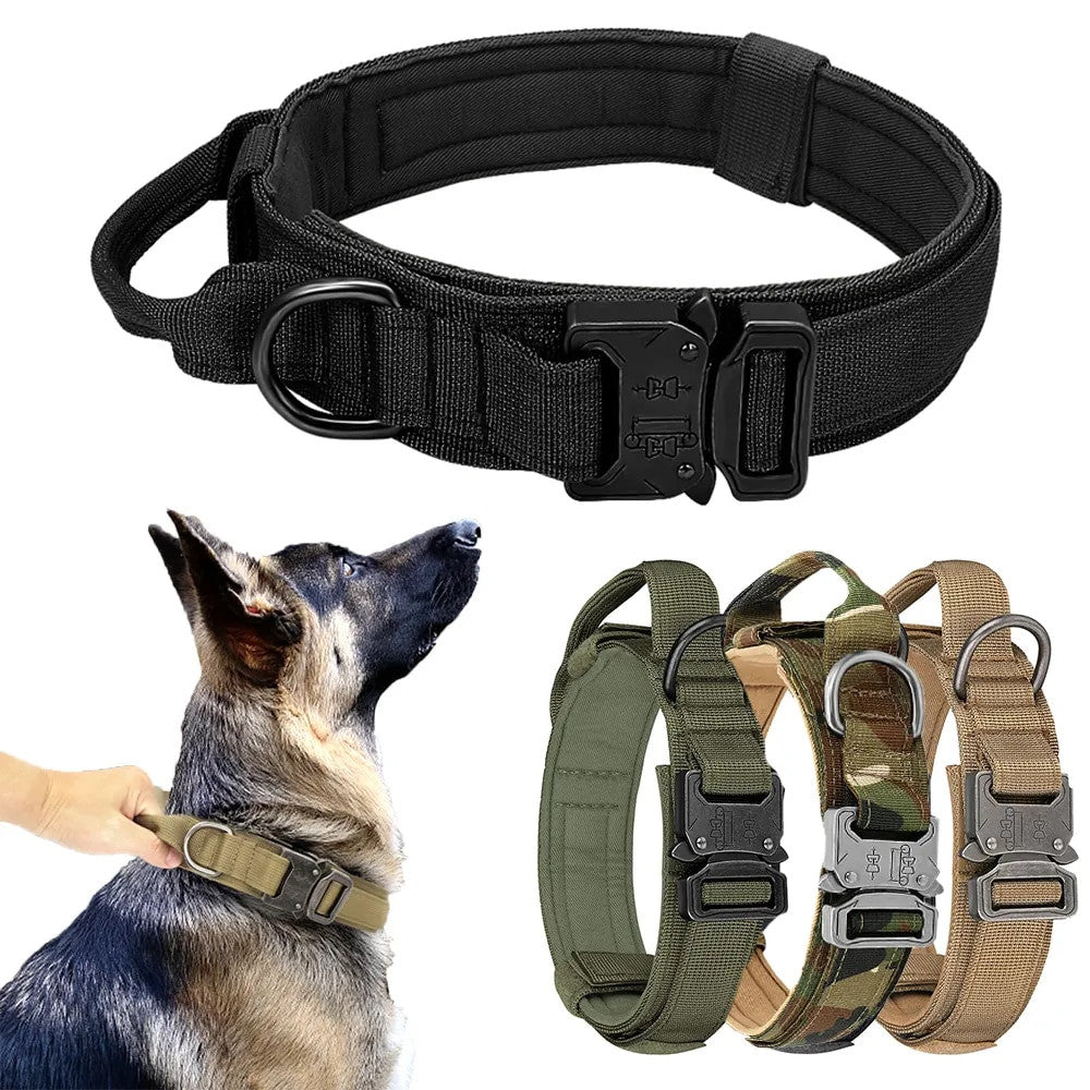 Tactical Dog Collar – Heavy Duty Nylon with Control Handle